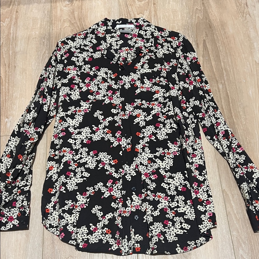 Van Heusen Black Floral Button Down Shirt